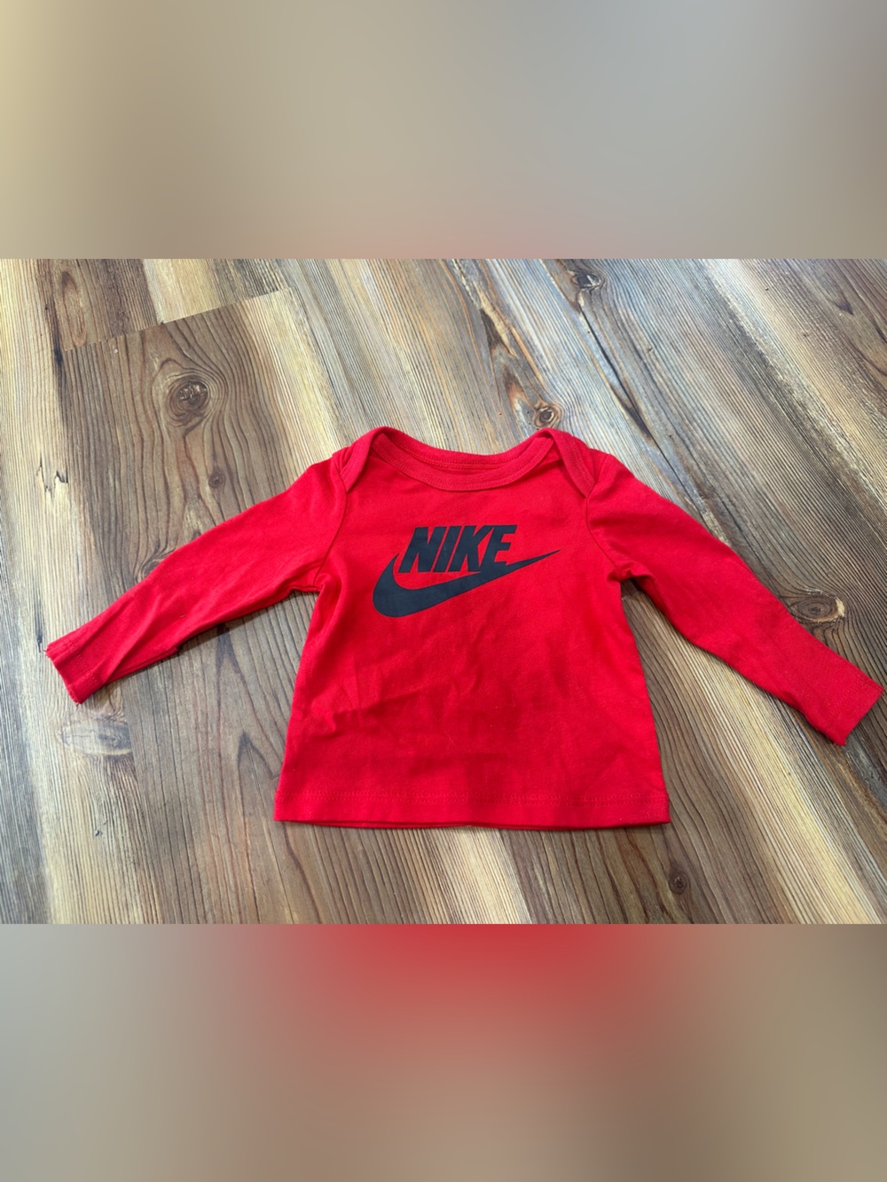 Nike Red Long-Sleeve Shirt with Black Logo Newborn